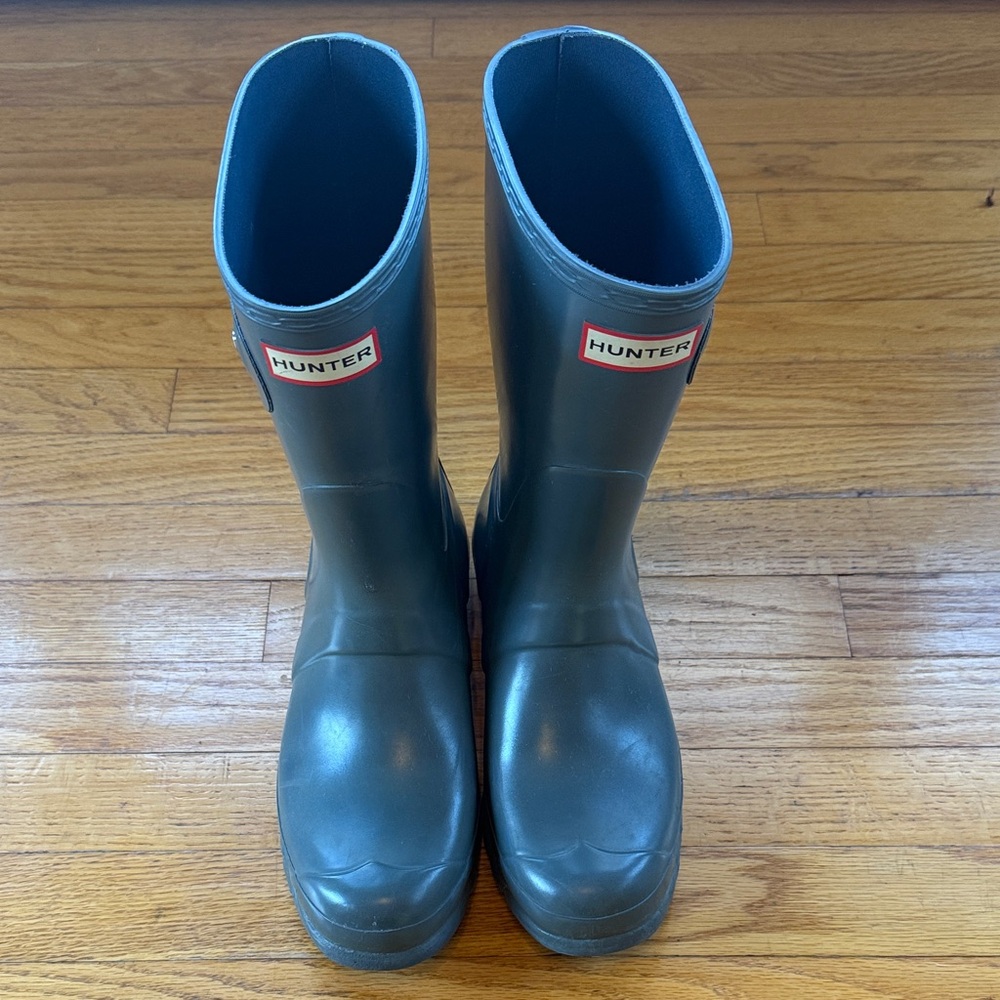Hunter Boots Dark Slate Gray, Glossy, Original Short.